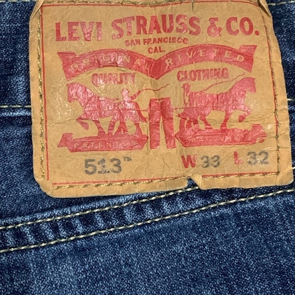Men’s Levi’s 513 Dark Denim Jeans Size 33x32 EUC - Picture 3 of 7